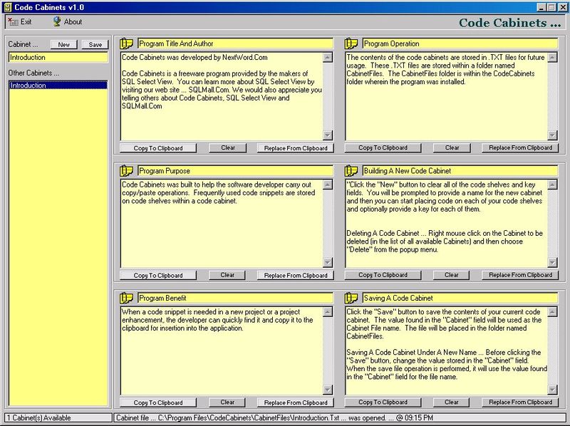 Code Cabinets Screenshot